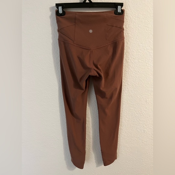 Athleta Elation Pirouette 7/8 Leggings XS Brown Criss Cross Hem High Rise Yoga - Picture 10 of 16